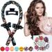 Kaition Lockenwickler curls without heat Heatless Curlin Band for dreamlike curls overnight non-slip silk hair curlers DIY hairstyle set for long hair (floral black)