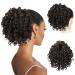 NICENEEDED 6Inch Curly Drawstring Ponytail Afro Fluffy Kinky Synthetic Ponytails Extensions for Black Women Loose Wave Natural Black Short Mini Hair Buns Wig Hair Extensions for Daily Use
