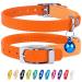 Collardirect leather cat neck safety collar for cats with an elastic belt kitten band with bell black blue red orange green pink 15-18 cm orange