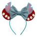 Stitch Minnie Mouse Inspired Alice Headband With Big 5" Blue Pearlescent Top Bow Handmade