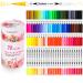 Caliart Markers for Adult Coloring, 72 Dual Tip Brush Pen Art Markers, Water Based Numbered (Fine & Brush Tip), Lettering Drawing Sketching Journaling Art Markers for Office School Teacher Supplies