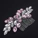 Kercisbeauty Wedding Bridal Pink Crystals Hair Comb Side Headpiece Cute Handmade Hair Jewelry for Women Bridal Shower Hair Piece (Pink)