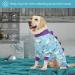 LovinPet Large Dog Pajamas - Anti Licking Recovery Clothes, Lightweight Onesie, Starlight Rainbow/Wild Horse Prints, UV Protection - Large Blue - Buy Online on GoSupps.com