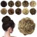 Sofeiyan hair part hair tie updos Unordered ponytail chignon wavy untidy chignon hairstyles hair extensions for women strawberry blonde & bleach blonde 40g strawberry blonde & bleaching blonde