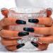 Sethexy Glitter Rhinestone Long Coffin Fake Nails Cat Eye Handmade False Nails Green Crystal Glossy Press on Nails Salon Durable Quality Nails for Women and Girls(C)