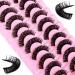 False Eyelashes Russian Strip Lashes D Curl Fluffy Wispy 10 Pairs Reusable Natural Look Faux Mink Volume Fake Handmade Thick Soft Long Dramatic Eyelashes (DH0603)