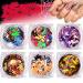 6 Boxes Halloween Nail Glitter Sequins EBANKU Spider Skeleton Flame Nail Art Sequins Halloween Manicure Nail Decoration for DIY Nail Art Decoration Women Girls