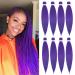 Purple Braiding hair pre-stretched braiding hair long 26"-8 Packs Professional Easy Braiding Hair Hot Water Setting Synthetic Fiber Braiding Hair(Purple#,26",8packs) 26 Inch (Pack of 8) Purple#