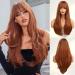 Kellynee Ginger Wig with Bangs - Auburn Wigs for Women Copper Red Long Straight Layered Realistic Hair Synthetic Heat Resistant Wigs - Effortlessly Elegant for Daily Parties and Special Occasions Straight Ginger