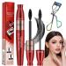 HONGJIANV 4D Lengthening Curling Mascara 4D Black Waterproof Silk Fiber Lash Mascara 2 in1 5x Longer Waterproof Mascara 2 In 1 Black Mascara Double Headed 2 Effect (1PC)