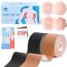 2 Pack Boob Tape - Breast Lift Tape, Body Tape for Breast Lift w 2 Pairs Silicone Breast Petals Reusable Adhesive Bra & 50 PCS Double Sided Tape, Bob Tape for Large Breasts A-G Cup, Black&Nude