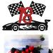 Sriburcio Black Glitter Race Car 18 Cake Topper Happy 18th Birthday/Cheer to 18 Years Race Car Themed 18th Birthday Party Decorations