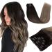 Runature clip in Extensions real hair ombre dark brown to medium brown and ashblond smooth extensions clip in real hair hair recovery clip in real hair 80g #2/6/18 30cm-7PCs #2/6/18