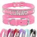 Senristar personalized bling rhinestone dog collar with name custom glitter crystal diamond dog hollow band for small medium large dogs l (width 2.5 cm neck circumference 37-43 cm) rose