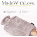 Qomfor Hot Water Bottle with Premium Faux Fur Cover - 1.8l Large - Pain Relief for Neck, Shoulders, Hands and Feet - Kangaroo Pocket - Cosy Nights - Plum - Buy Online on GoSupps.com