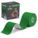 Effekt Kinesiology Tape Waterproof (5 m x 5 cm) 1 Roll - Elastic Physio Tape for Muscle Support and Injury Recovery Medical Tape Sports Tape Strapping Durable Kinesthetic Tape (Green) Green 1 Roll