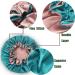 Sengterm Satin Sleep Cap for Women - Adjustable Double Layer Silk Hair Care Bonnet for Long Hair - Green-Pink L-XL - Buy Online on GoSupps.com
