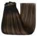 Youngsee Real Hair Clip-In Extensions 50cm - Balayage Dark Brown Ombre 120g 7PCs Remy Hair - Buy Online on GoSupps.com