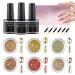 BISHENGYF 6 Box Rose Gold Chrome Nail Powder Metallic Nail Art Pigment Powder Set Comes with Top Coat Powder Gel Shiny Nail Glitter Powder with Magic Mirror Effect for Nail Art Design Decoration M-Nail Kit with Top Coat