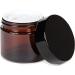 Vivaplex 12 Amber 2 oz Round Glass Jars with Inner Liners and Black Lids - Ideal for DIY Projects and Storage - Buy Online on GoSupps.com