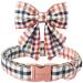 Unique Style Paw's dog collar with fly comfortable dog collar made of cotton fly collar for young girls dogs fly neck band with metal buckle S neck 10-16in S B: colorful grille