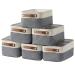 HNZIGE Small Storage Baskets for Organizing(6 Pack) Fabric Baskets for Shelves, Closets, Laundry, Nursery, Decorative Baskets for Gifts Empty (White&Gray, 11.8 x 7.8 x 5.1) White&gray-leather Handles 11.8 x 7.8 x 5.1-6pcs