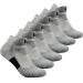 Belisy Mens Athletic Compression Crew Ankle Quarter Socks 6 Packs For Basketball & Running Grey 2 Medium