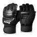 Xinluing Boxing Gloves Martial Arts MMA Sparring Grappling Muay Thai Taekwondo Training PU Leather Wrist Wraps Gloves S Black