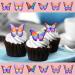 24 x Pre-Cut Beautiful Colourful Multicolour Butterflies Edible Wafer Rice Paper Cupcake Cake Dessert Toppers Birthday Pride LGBT Party Wedding Decorations Butterfly