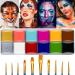 Wismee SFX Makeup Kit - Professional Face & Body Paint Set for Halloween Special Effects - Includes Scar Wax, 10 Paint Brushes, Spatula Tool, Fake Scab Blood, Stipple Sponge - Oil Based Dark Tone Face Painting Set - Buy Online on GoSupps.com