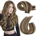 Moresoo Weft Hair Extensions Human Hair Dark Brown Mixed with Strawberry Blonde Sew in Hair Extensions 14 Inch Double Weft Human Hair Extensions 100g/Pack #P4/27 14 Inch(Pack of 1) WEFT #P4/27
