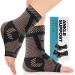 Copper Ankle Brace Compression Sleeve for Women & Men (1 Pair) Foot Arch Support Sock for Pain Relief Plantar Fasciitis Achilles Tendonitis Large Black/Gold