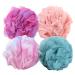 BTYMS 4 Pieces Shower Loofahs Exfoliating Sponge Body Scrubber 75g/pc Bath Puffs Shower Scrunchies Bathing Sponges for Women and Men Style P - Large