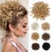 Flufymooz Messy Bun Hair piece for Women  Elastic Drawstring Loose Wave Large Curly Bun  Messy Bun Scrunchie  Synthetic Hair Bun Hair Extensions curly Hair Pieces for Women Daily Use (Golden Blonde) 1 PC Golden Blonde