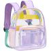 Clear Mini Backpack Stadium Approved TPU Heavy Duty 12*12*6 Waterproof Transparent Backpacks Book Bag for Teens Girls Women Concerts, Sporting Event, Beach, Travel, Work, School, Security- Lavender