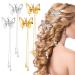 Sibba 4 Pcs Moving Wings Butterfly Hair Clips With Tassel  Butterfly Hair Clips Pins  Tassel Hairpin  3d Butterfly Hairpin  4 Gold And Silver Movable Wing Bride Wedding Hairpin For Women Girls 2 Gold & 2 Silver
