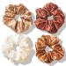 4pcs Silk Satin Hair Ties Oversized Soft Hair Scrunchies for Women Girls Gift Elastic Ponytail Holder Decorations Hair Style Accessories Light brown coffee dark brown off-white Scrunchy for Thick or Thin Hair 4 Count ...