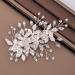 Wedding Hair Clip Wedding Hair Accessories Barrette Hair Decorations Handmade Flower Rhinestone Crystal Headpiece for Women Girls Bridal Bridesmaid Hair Pin (Sliver)