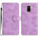 Folding Flower Pattern Cover for Samsung Galaxy A8 Plus 2018 | PU Leather Protective Card Compartment & Stand | Violet - Buy Online on GoSupps.com