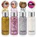 Body Glitter Gel Vegena 5 Bottle Glitzer Face Chunky Glitter make -up carnival face glitter for cosmetics face hair lips nails festival party make -up (white+gold+silver+pink)