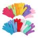 12 Pairs Double Sided Exfoliating Gloves Body Scrubber Scrubbing Glove Bath Mitts Scrubs for Shower, Body Spa Massage Dead Skin Cell Remover, 12 Colors 12colors