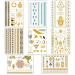 Metallic Temporary Tattoos for Women Teens Girls - 8 Sheets Gold Silver Temporary Tats Glitter Shimmer Designs Jewelry Tattoos - 100+ Color Flash Fake Waterproof Tattoo Stickers (Caicos)
