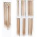 SWACC Women 22 Inches Straight Full Head 7 Separate Pieces Heat Resistance Synthetic Hair Clip in Hair Extensions (Dark Honey Blonde/Bleach Blonde Highlights-16H613)