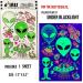 Alien UFO Design UV Reactive Temporary Tattoos - Glow in the Dark Body Art for EDM EDC Rave Parties | Blacklight Festival Accessories - 1 Sheet - Buy Online on GoSupps.com