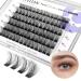 Beyelian single eyelashes D+ curl cluster eyelashes 84 PCs cluster lashes 0.07mm 10-16mm mixed diy eyelash extensions individual lashes at home super thin black band (twin flowers) 84 pieces (1 Pack) D+ black twin flowers