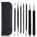 Pore Removal Tool Acne Tool Blackhead Remover Kit Curved Blackhead Tweezers Kit with Leather Bag, 7Pcs Acne Popping Tool Kit Pimple Extractor Stainless Blemish Blackhead Removal Tools for Zit Face