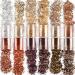 Flofia 12 box nail glitter sequin holographic glitter powder powder for make -up face eyes body nail polish powder nail art nail decoration gold brown gold & brown