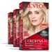 Permanent Hair Color by Revlon, Permanent Blonde Hair Dye, Colorsilk with 100% Gray Coverage, Ammonia-Free, Keratin and Amino Acids, Blonde Shades (Pack of 3) 04 Ultra Light Natural Blonde
