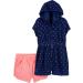 Simple Joys by Carter's Baby Girls' Hooded Cover-up and Shorts Swimwear Set Navy Dots/Pink 3-6 Months