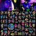 HOWAF 10 Sheets UV Neon Temporary Tattoos  Fluorescence UV Neon Body Face Taoos for Makeup Party Rave Festival Women Dancing Party Decorations Supplies  Glow in the Dark Black Light Fake Tattoos